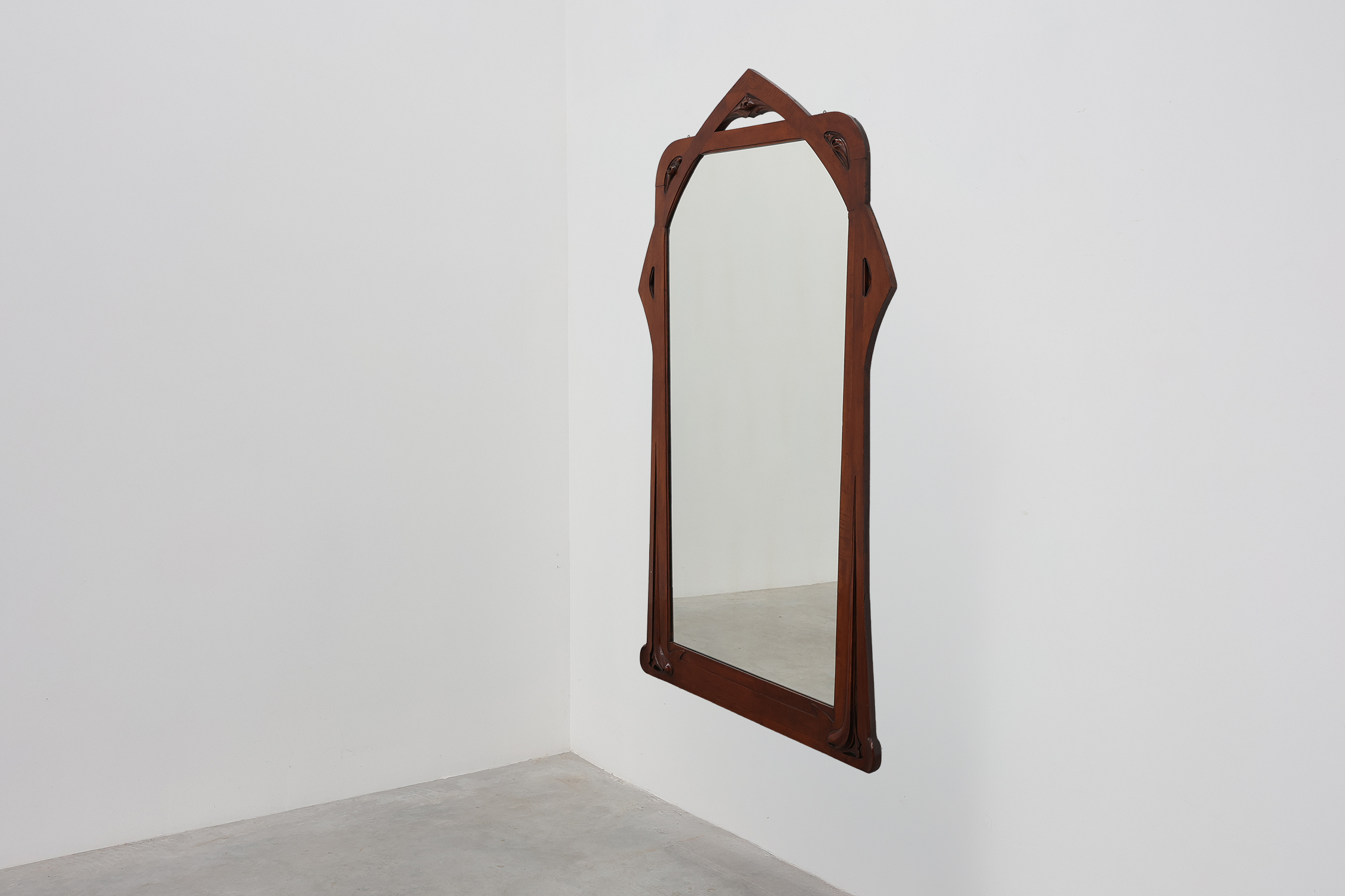 Large carved Art Nouveau Mirror Belgium, ca. 1900thumbnail